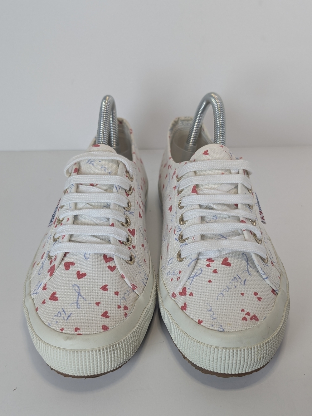 Superga 2750 Cotu Classic Hearts & Je T’aime White Canvas Sneakers Women Size 8 - Picture 3 of 7